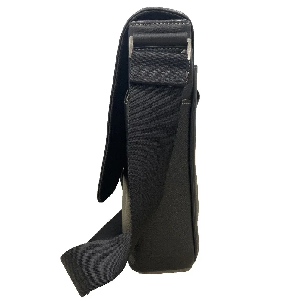 BOCONI‎ Black Tumbled Leather Briefcase Padded Attaché Case RFID Protection